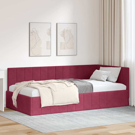 Vidaxl hoekbedframe wijnrood 90 x 200 cm fluweel