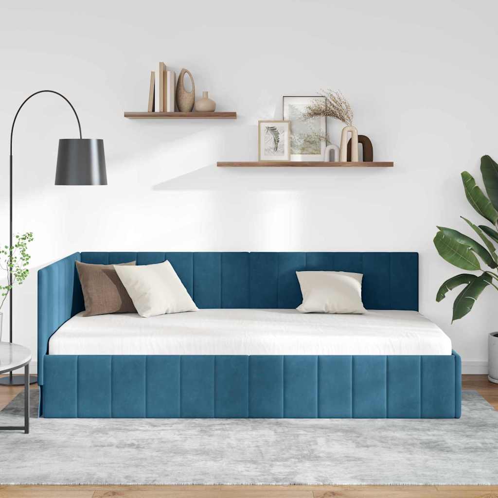 Vidaxl hoekbedframe blauw 100 x 200 cm fluweel
