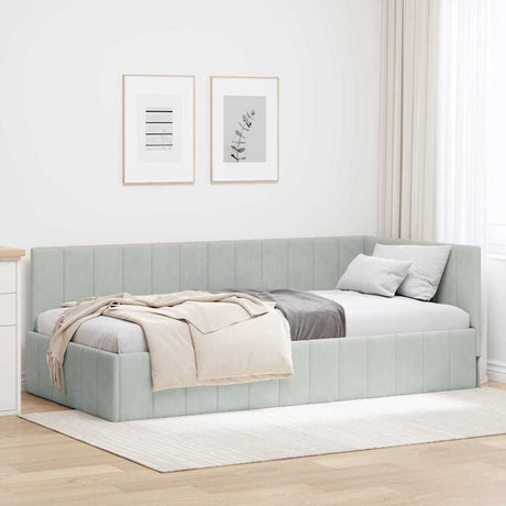 Vidaxl hoekbedframe lichtgrijs 100 x 200 cm fluweel