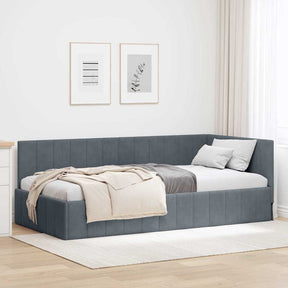 Vidaxl hoekbedframe donkergrijs 100 x 200 cm fluweel
