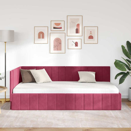 Vidaxl hoekbedframe wijnrood 100 x 200 cm fluweel