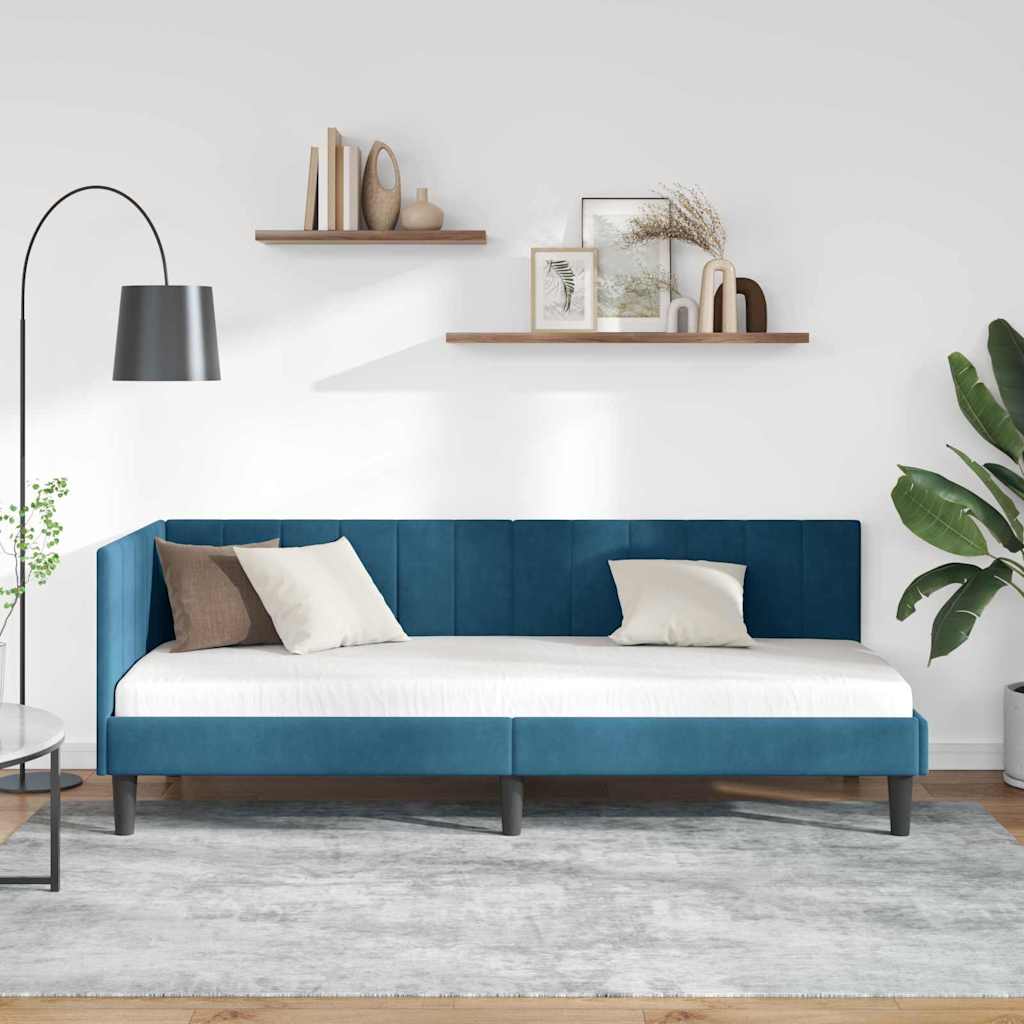 Vidaxl hoekbedframe blauw 80 x 200 cm fluweel