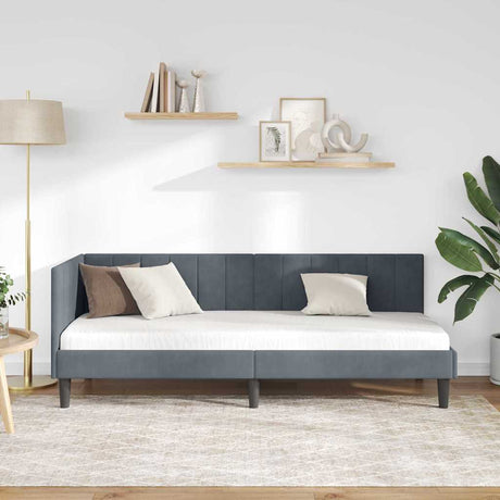 Vidaxl hoekbedframe donkergrijs 80 x 200 cm fluweel