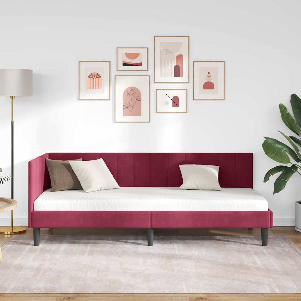 Vidaxl hoekbedframe wijnrood 80 x 200 cm fluweel