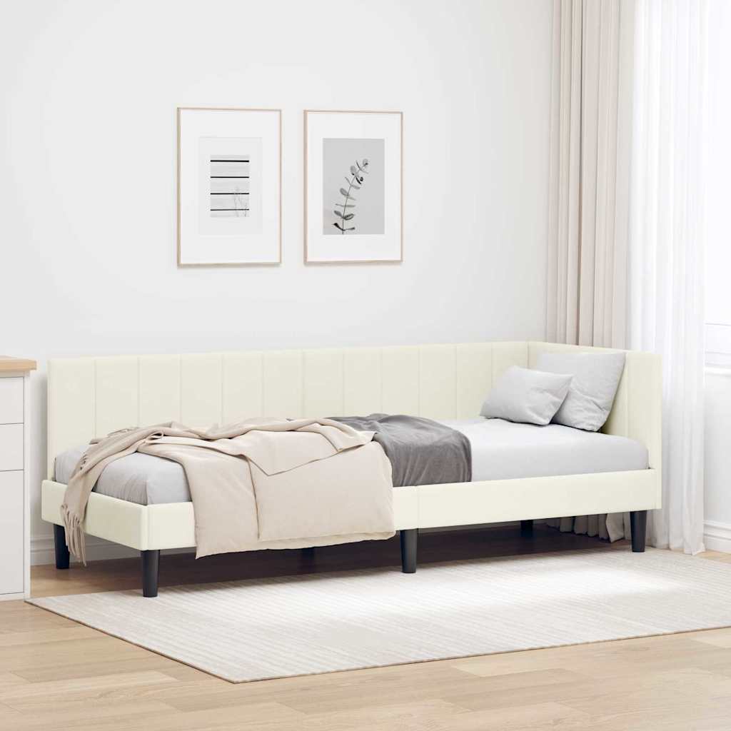 Vidaxl hoekbedframe met hoofdeinde crème 80 cm x 200 cm fluweel