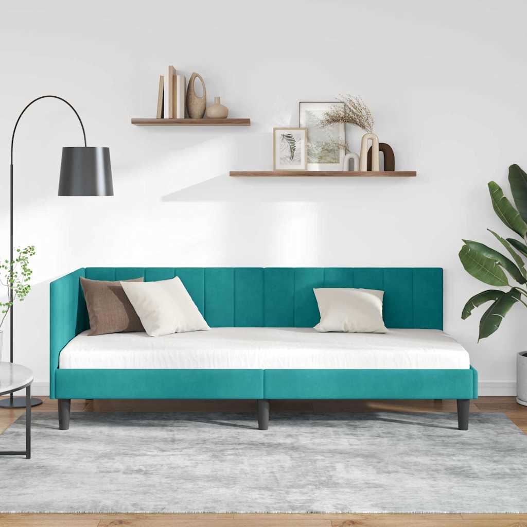 Vidaxl hoekbedframe turquoise 80 x 200 cm fluweel