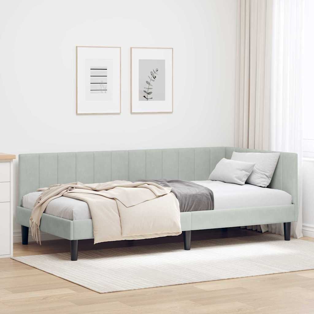 Vidaxl hoekbedframe lichtgrijs 90 x 190 cm fluweel