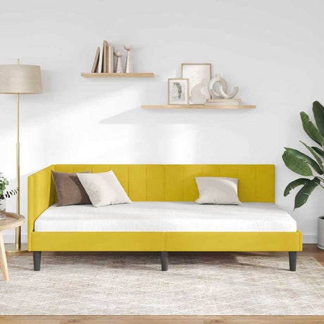 Vidaxl hoekbedframe geel 90 x 190 cm fluweel