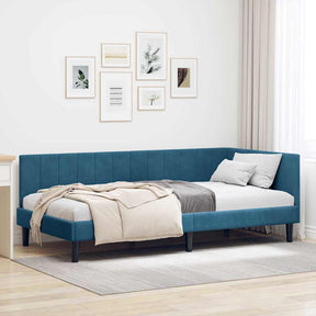 Vidaxl hoekbedframe blauw 90 x 200 cm fluweel