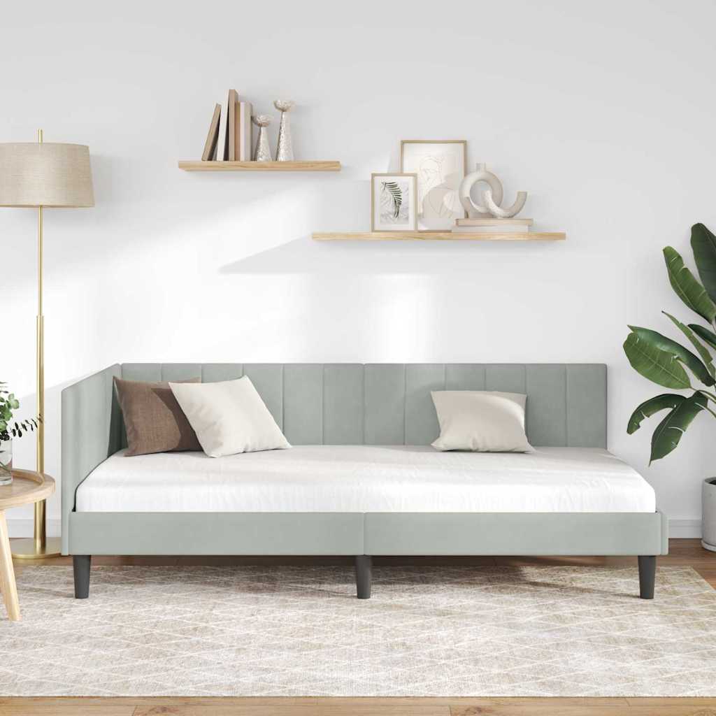 Vidaxl hoekbedframe lichtgrijs 90 x 200 cm fluweel