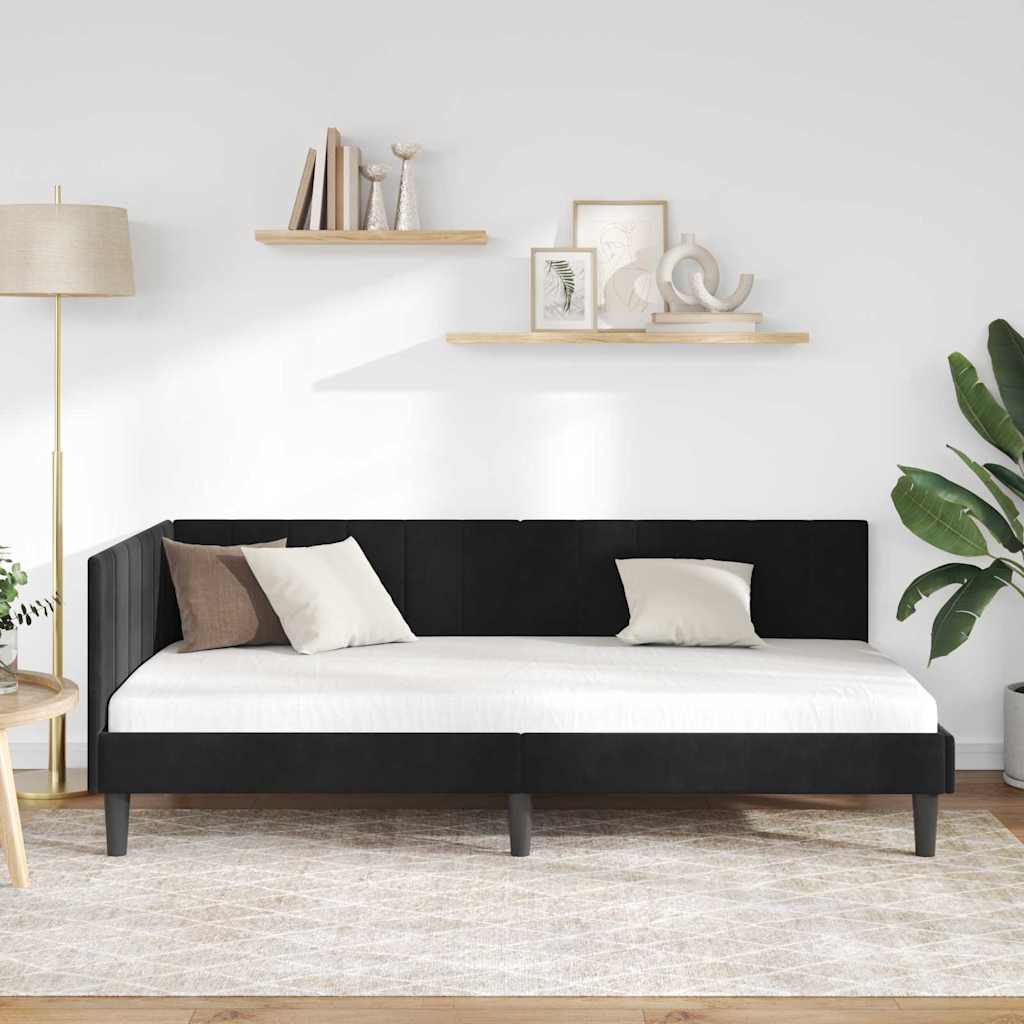 Vidaxl hoekbedframe zwart 90 x 200 cm fluweel