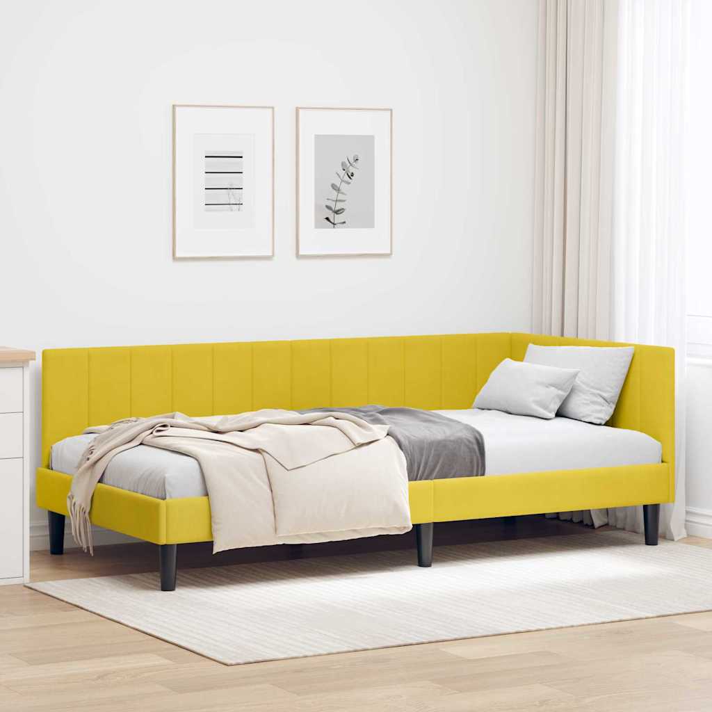 Vidaxl hoekbedframe geel 90 x 200 cm fluweel