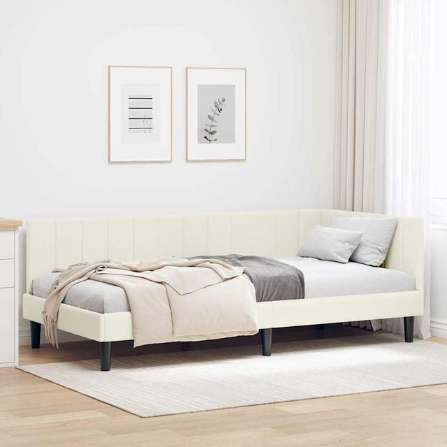 Vidaxl hoekbedframe crème 90 x 200 cm fluweel