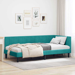 Vidaxl hoekbedframe turquoise 90 x 200 cm fluweel