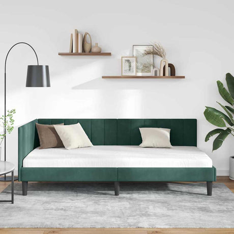 Vidaxl hoekbedframe donkergroen 100 x 200 cm fluweel