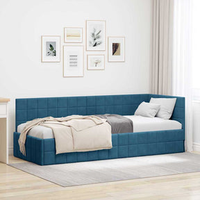 Vidaxl hoekbedframe blauw 80 x 200 cm fluweel