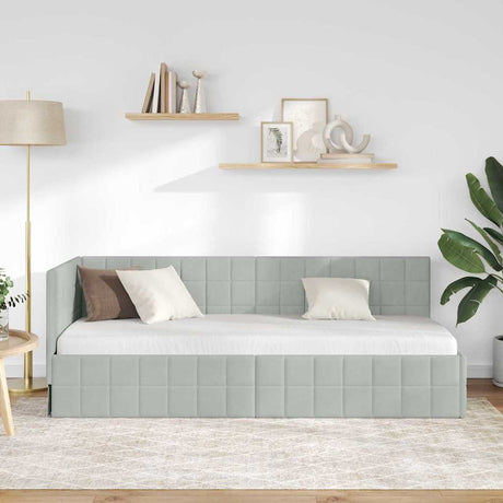 Vidaxl hoekbedframe lichtgrijs 80 x 200 cm fluweel