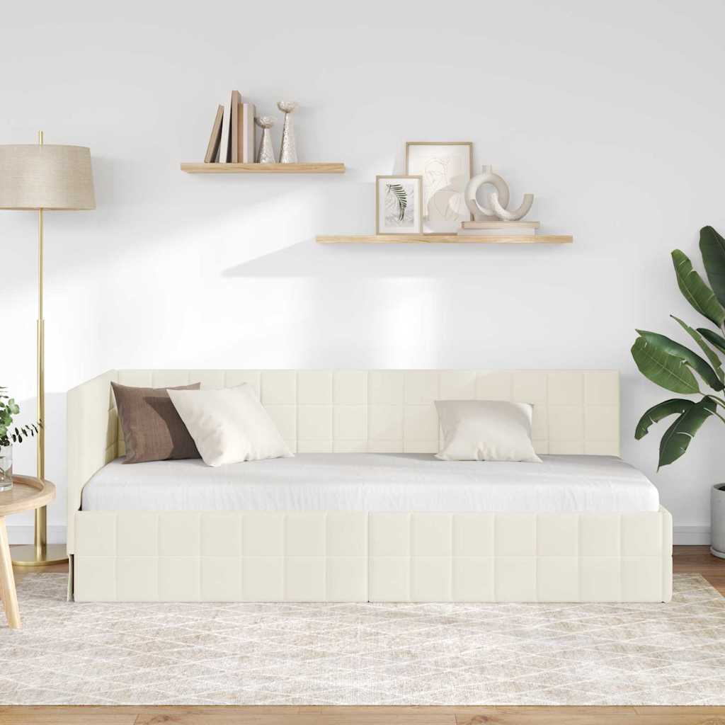 Vidaxl hoekbedframe crème 80 x 200 cm fluweel
