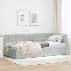 Vidaxl hoekbedframe lichtgrijs 90 x 190 cm fluweel