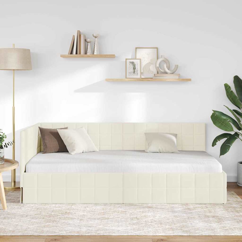 Vidaxl hoekbedframe crème 90 x 190 cm fluweel