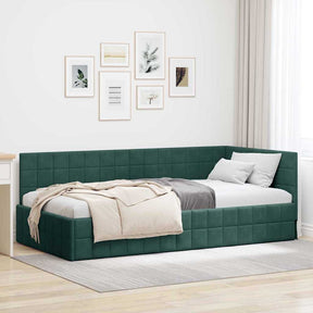 Vidaxl hoekbedframe donkergroen 90 x 200 cm fluweel