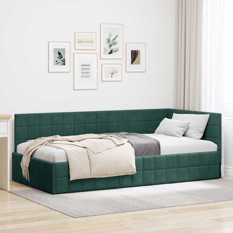 Vidaxl hoekbedframe donkergroen 90 x 200 cm fluweel