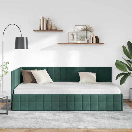 Vidaxl hoekbedframe donkergroen 90 x 200 cm fluweel