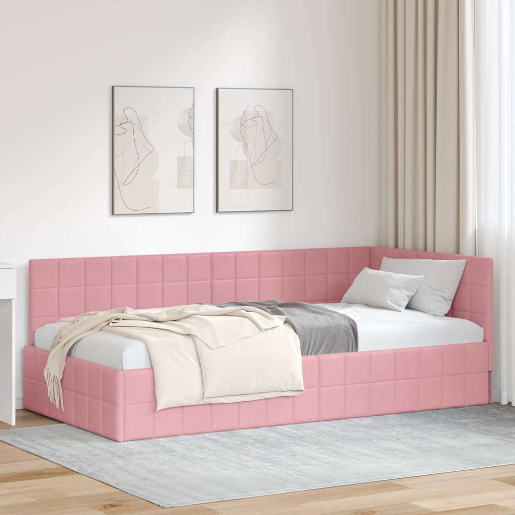 Vidaxl hoekbedframe roze 90 x 200 cm fluweel