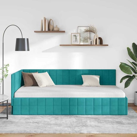 Vidaxl hoekbedframe turquoise 90 x 200 cm fluweel
