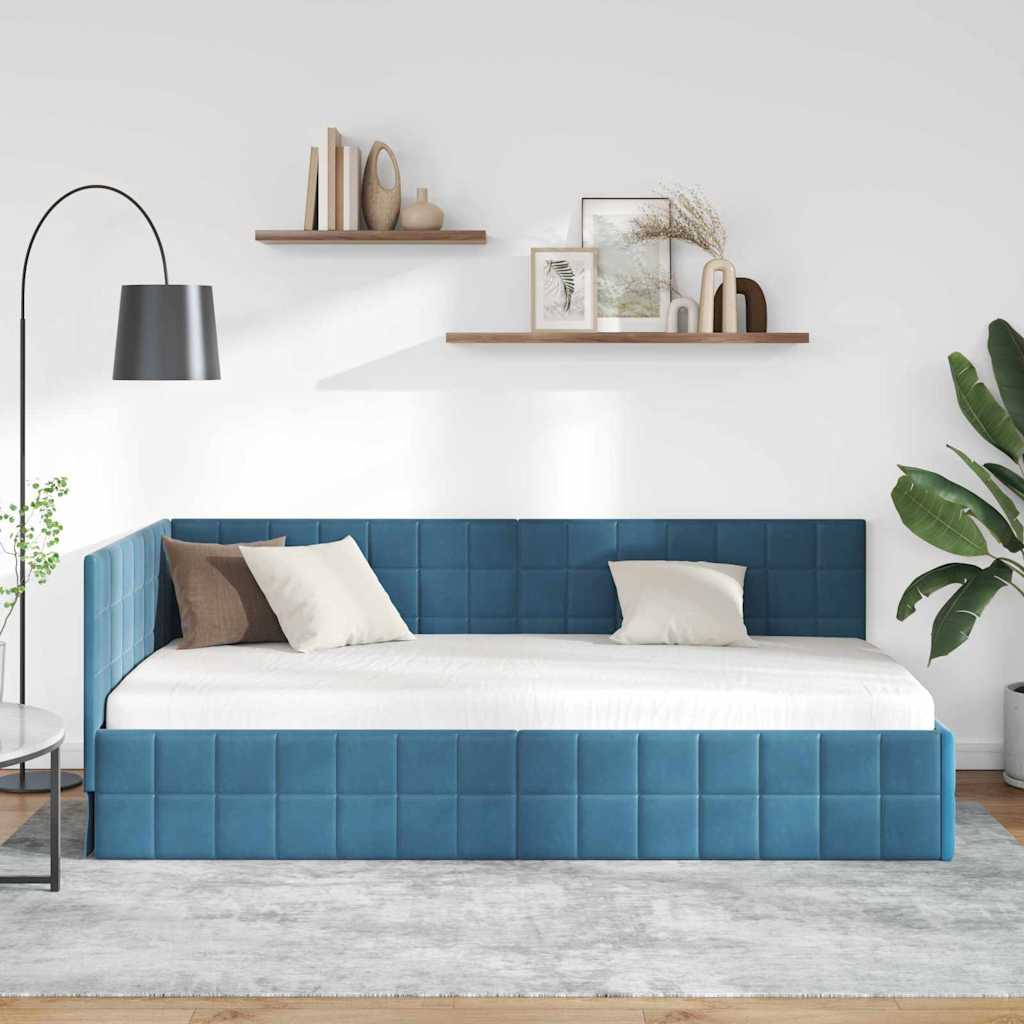 Vidaxl hoekbedframe blauw 100 x 200 cm fluweel