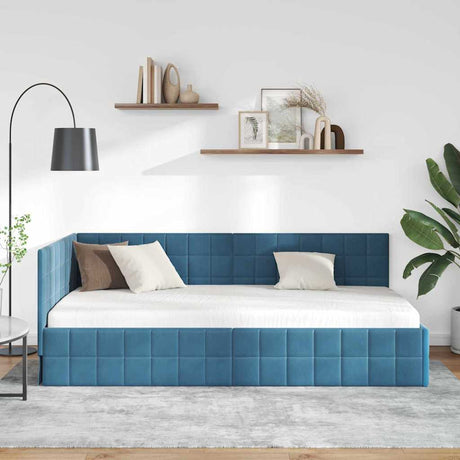 Vidaxl hoekbedframe blauw 100 x 200 cm fluweel
