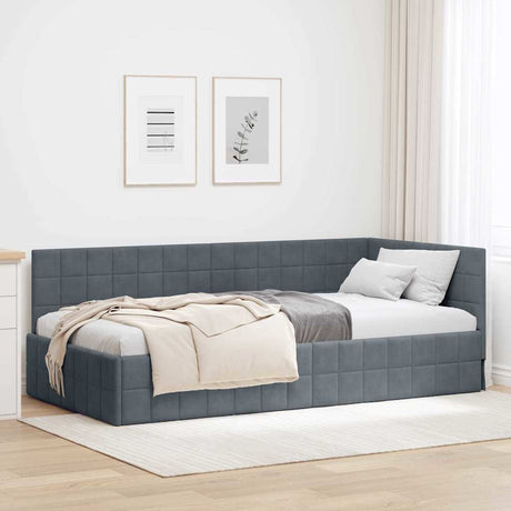 Vidaxl hoekbedframe met hoofdeinde donkergrijs 100 cm x 200 cm fluweel