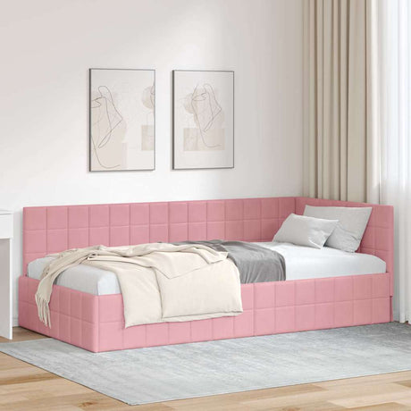 Vidaxl hoekbedframe met hoofdeinde roze 100 cm x 200 cm fluweel