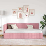 Vidaxl hoekbedframe roze 100 x 200 cm fluweel
