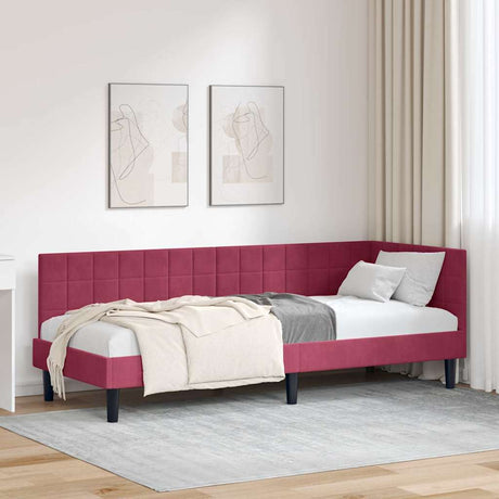 Vidaxl hoekbedframe met hoofdeinde wijnrood 80 cm x 200 cm fluweel