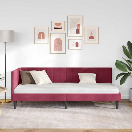 Vidaxl hoekbedframe met hoofdeinde wijnrood 80 cm x 200 cm fluweel
