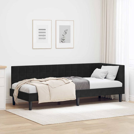 Vidaxl hoekbedframe met hoofdeinde zwart 80 cm x 200 cm fluweel