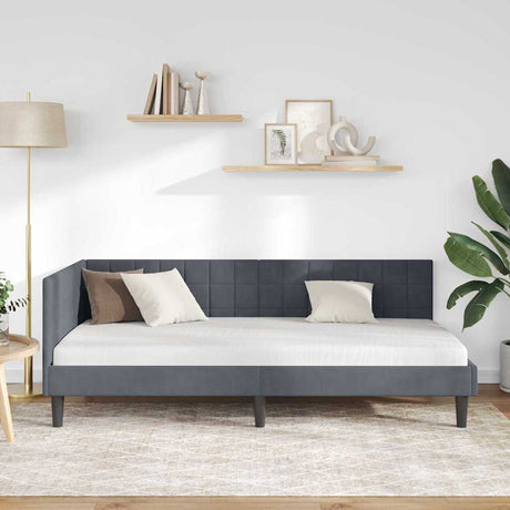 Vidaxl hoekbedframe met hoofdeinde donkergrijs 90 cm x 190 cm fluweel