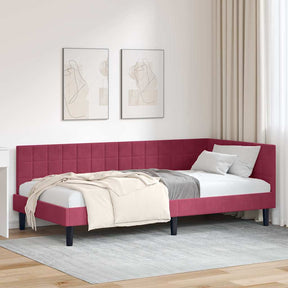Vidaxl hoekbedframe wijnrood 90 x 190 cm fluweel