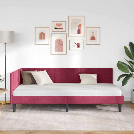 Vidaxl hoekbedframe met hoofdeinde wijnrood 90 cm x 190 cm fluweel