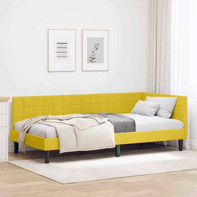 Vidaxl hoekbedframe geel 90 x 190 cm fluweel