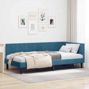 Vidaxl hoekbedframe blauw 90 x 200 cm fluweel