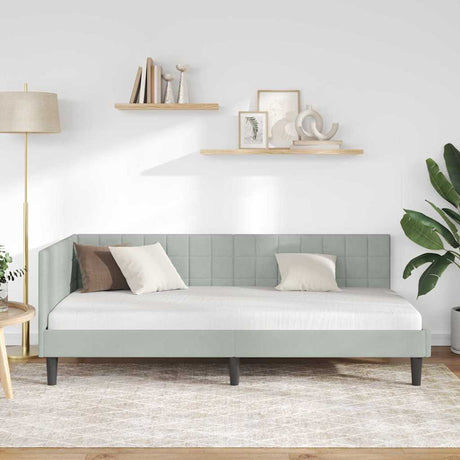 Vidaxl hoekbedframe met hoofdeinde lichtgrijs 90 cm x 200 cm fluweel