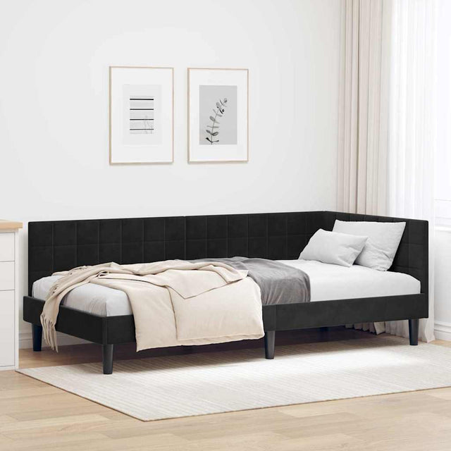 Vidaxl hoekbedframe zwart 90 x 200 cm fluweel