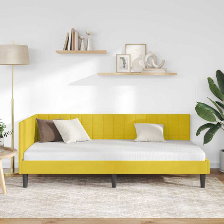 Vidaxl hoekbedframe met hoofdeinde geel 100 cm x 200 cm fluweel