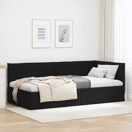 Vidaxl hoekbedframe zwart 90 x 200 cm stof