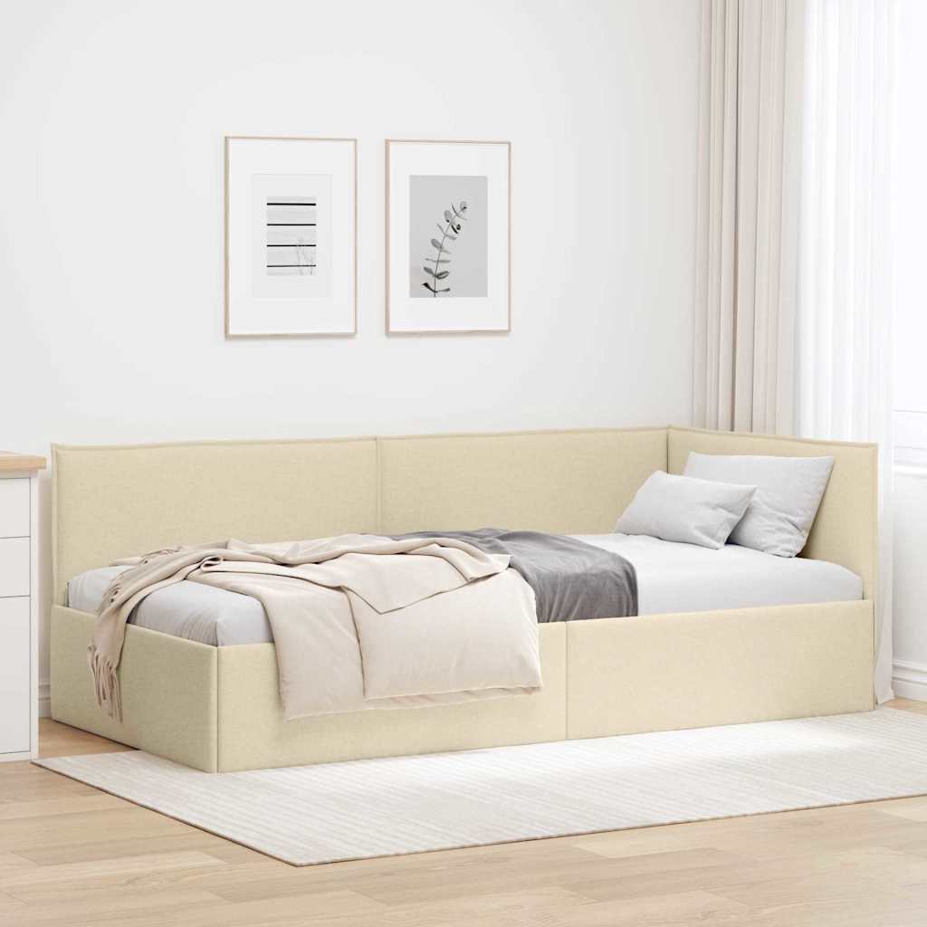 Vidaxl hoekbedframe crème 90 x 200 cm stof