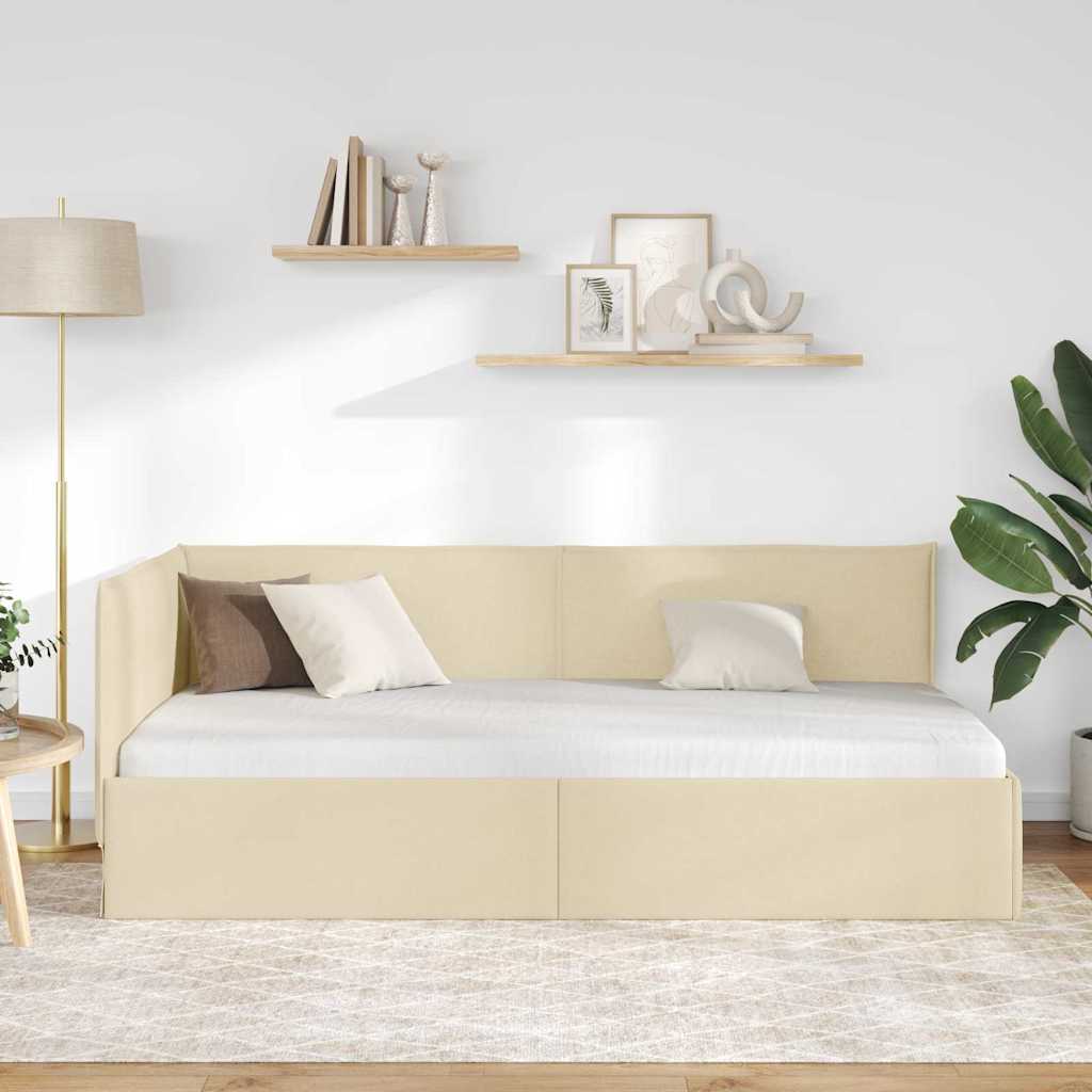 Vidaxl hoekbedframe crème 90 x 200 cm stof