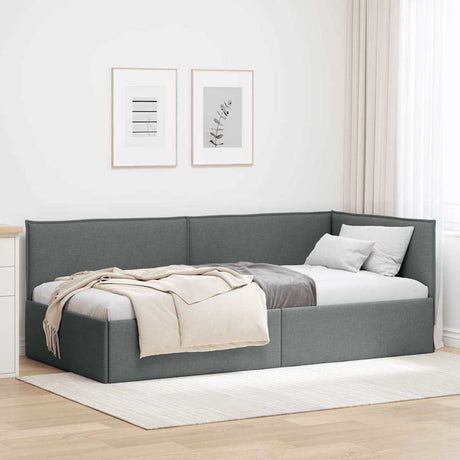 Vidaxl hoekbedframe met hoofdeinde donkergrijs 100 x 200 cm stof