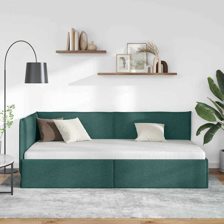 Vidaxl hoekbedframe met hoofdeinde donkergroen 100 x 200 cm stof